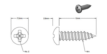 M4x15mm Black Pointed Round Head Screw